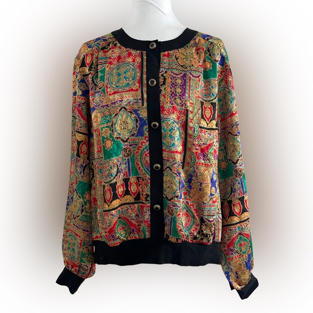 80’s 90’s  Notations Geometric Colorful Decretive Print Top/ Jacket